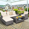 4 Pieces Patio Rattan Furniture Set with Cushion and Table Shelf-Off White - Gallery View 1 of 12