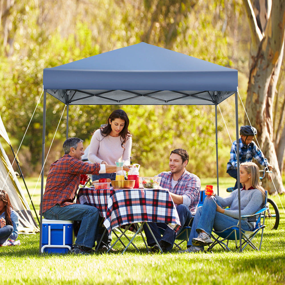 6.6 x 6.6 Feet Outdoor Pop-up Canopy Tent with UPF 50+ Sun Protection-Blue - Gallery View 1 of 10