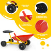 Kids ride-on sand dumper with ergonomic seat, large hopper, and all-terrain wheels for outdoor fun in any season.