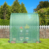 Walk-in lean-to greenhouse showcasing a flower rack, designed for easy plant cultivation and ventilation with zippered.
