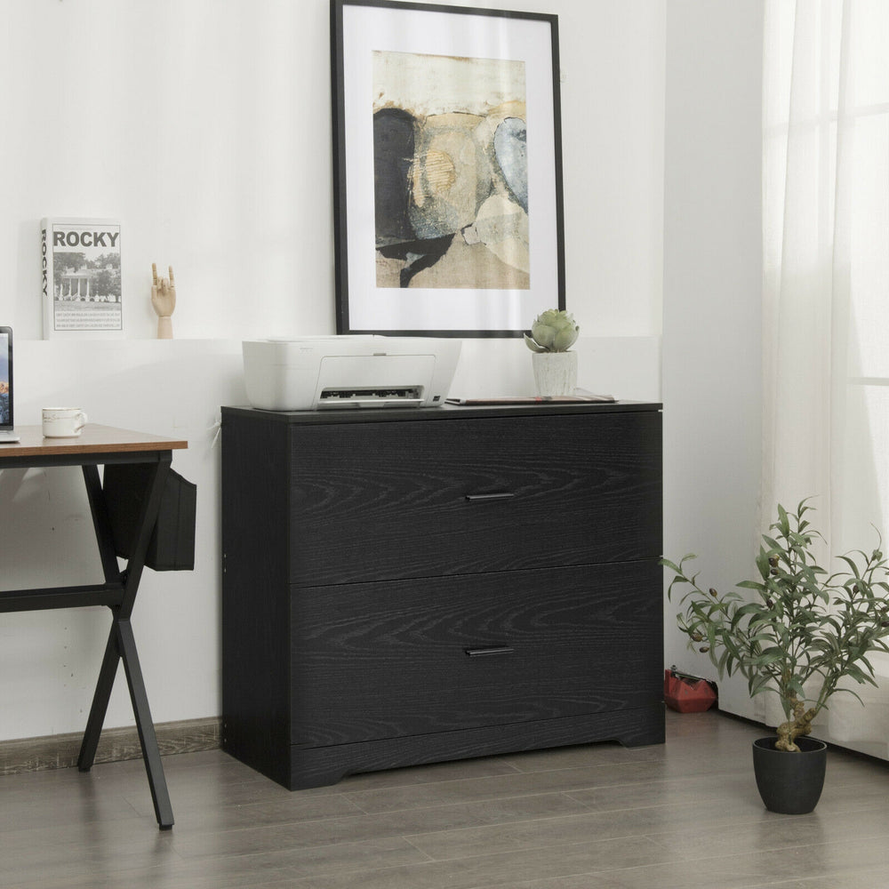 2-Drawer Lateral File Cabinet with Adjustable Bars for Home and Office-Black - Gallery View 1 of 11