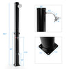 Solar-heated outdoor shower in black, featuring a 360° rotating shower head and foot tap for convenient washing.