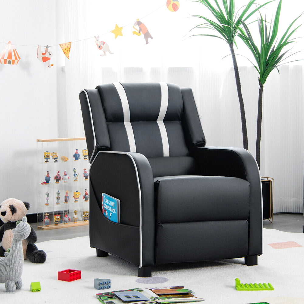 Kids Recliner Chair with Side Pockets and Footrest-White - Gallery View 1 of 13