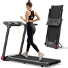 Folding treadmill with 3.75HP motor, 5-layer anti-slip belt, and LCD display for home workouts. Ideal for compact.