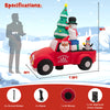 Inflatable Santa Claus driving a car with snowman and penguin, 8 feet wide, features LED lights for festive outdoor.