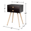 Mid Century Modern nightstand with two drawers, natural-coffee finish, and solid wood legs for bedroom storage.