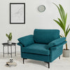 Modern Fabric Accent Armchair with Original Distributed Spring and Armrest Cushions-Peacock Blue - Gallery View 1 of 9