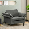 Gray modern fabric accent armchair with armrest cushions and ergonomic support for stylish and comfortable seating.