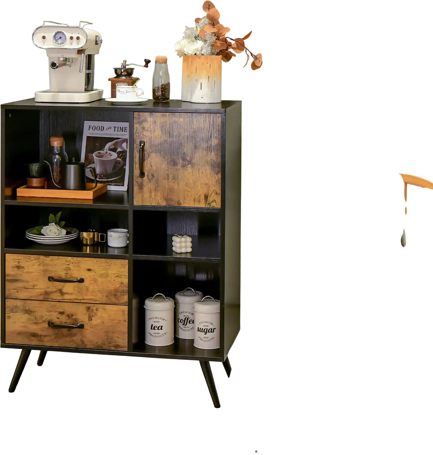 Costway Industrial Buffet Sideboard Kitchen Cupboard Cabinet with Drawers Cubbies 54813962 New