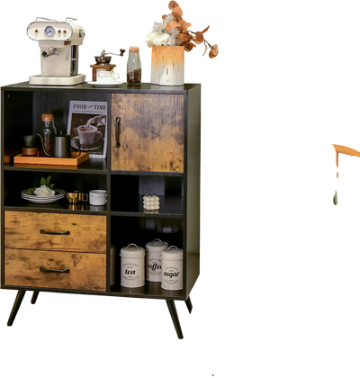Costway Industrial Buffet Sideboard Kitchen Cupboard Cabinet with Drawers Cubbies 54813962 New