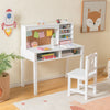 Kids Desk and Chair Set with Hutch and Bulletin Board for 3+ Kids-White - Gallery View 1 of 10