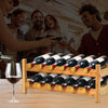 2-tier bamboo wine rack holding 12 bottles, showcasing natural texture, perfect for kitchens or wine cellars.
