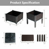 Set of 4 brown elevated planter boxes made of HDPE, 17 inches high, ideal for growing vegetables and herbs outdoors.