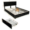 Full/Queen PU leather upholstered platform bed with 4 storage drawers, adjustable headboard, and sturdy frame for.