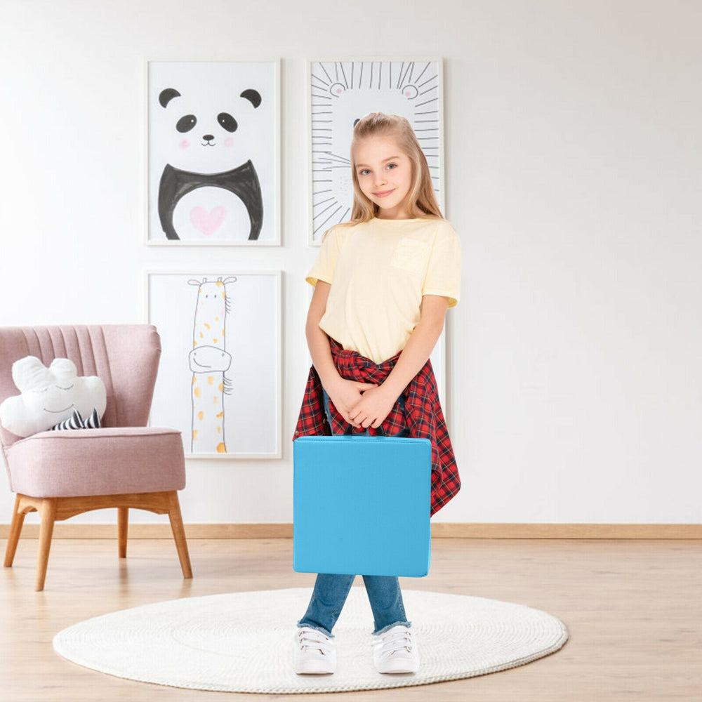 6 Pieces 15 Inches Square Toddler Floor Cushions Flexible Soft Foam Seating with Handles-Blue - Gallery View 1 of 13