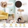 Hand-made 28-inch cat tree tower with cozy plush fabric, durable MDF base, and detachable cushions for kitten comfort.