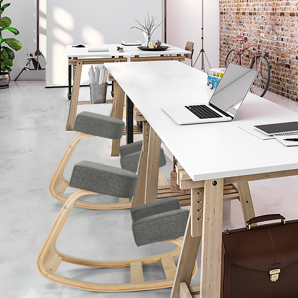 Ergonomic Kneeling Chair Rocking Office Desk Stool Upright Posture-Gray - Gallery View 1 of 11