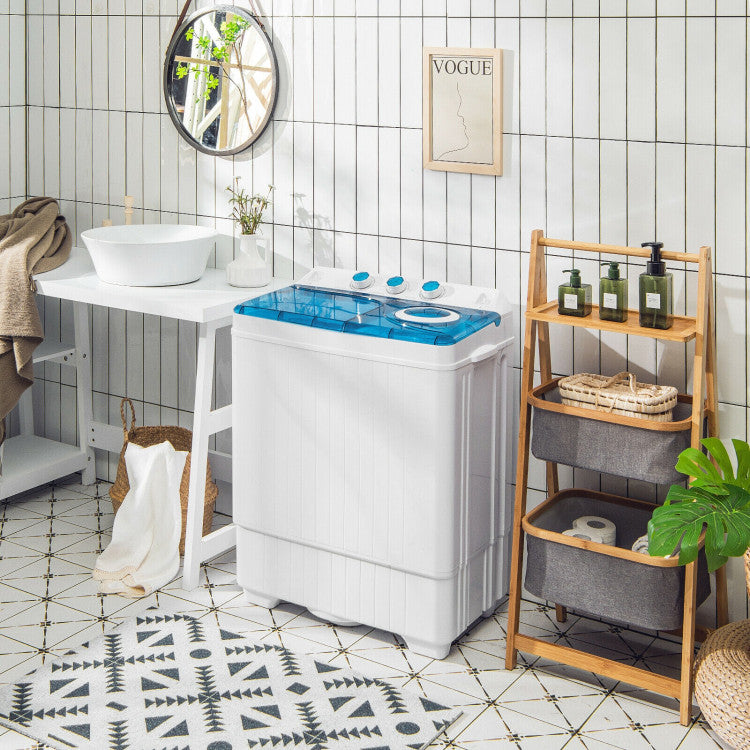 Costway Washing Mashing 26 Lbs Semi Automatic Twin Tub with Separate Time Control New