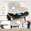 Gray 4-in-1 baby high chair with removable double trays, adjustable heights, and dishwasher-safe features for easy.