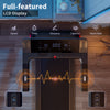 Full view of the 3.75HP folding treadmill's LCD display showing speed, time, distance, calories, and heart rate.