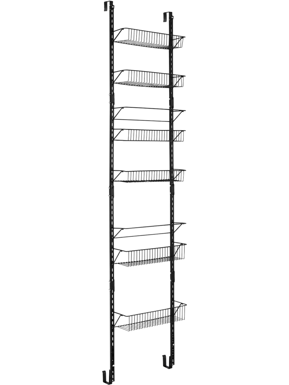 Over the Door Pantry Organizer Rack with Adjustable Door Hook and 6 Basket