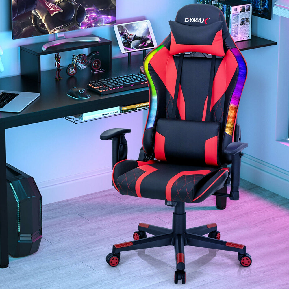 Costway Gaming Chair Adjustable Swivel with Dynamic LED Lights New