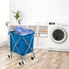 Folding Shopping Utility Cart with Water-Resistant Removable Canvas Bag-Blue - Gallery View 1 of 10