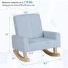 Kids rocking chair in blue with solid wood legs, designed for ages 3-5, featuring a gentle rocking motion for.