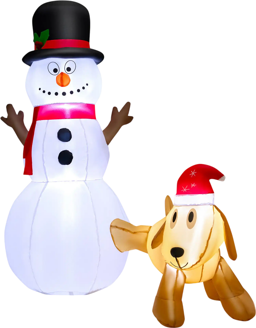 6 Feet Tall Inflatable Snowman and Dog Set Christmas Decoration with LED Lights