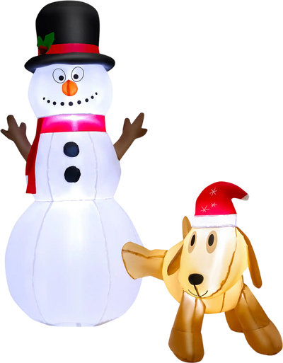Costway 6' Inflatable Snowman and Dog Christmas Decoration w/ LED Lights 81246735 New
