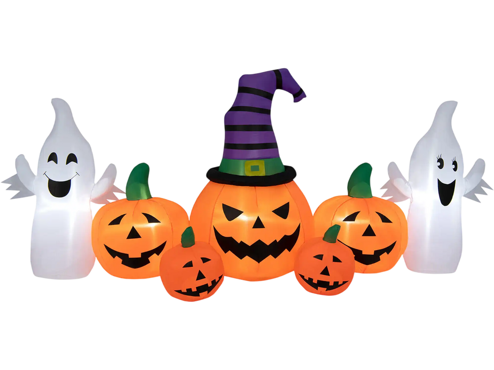 9 Feet Long Halloween Inflatable Pumpkins with 2 Ghosts