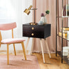 Mid Century Modern nightstand with two drawers in natural-coffee finish, perfect for bedroom or living room use.