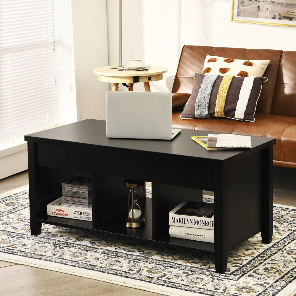 Lift Top Coffee Table with Hidden Storage Compartment-Black - Gallery View 1 of 12