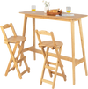 Bamboo folding barstools with footrests and handles, showcasing natural finish, perfect for home or cafe use.
