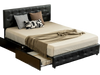 Full/Queen PU leather upholstered platform bed with 4 storage drawers and adjustable headboard for versatile mattress.
