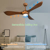 52-inch reversible ceiling fan with light, walnut blades, remote control, suitable for living room or bedroom use.