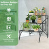 3-tier black metal plant stand with widened grid shelf for ample storage and sunlight, perfect for indoor or outdoor.