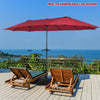 15 Feet Patio Double-Sided Umbrella with Hand-Crank System-Dark Red - Gallery View 1 of 10