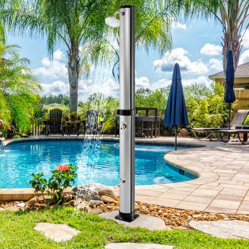 7.2 Feet Solar-Heated Outdoor Shower with Free-Rotating Shower Head-Silver - Gallery View 1 of 10