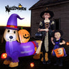 5-foot inflatable dachshund dog with pumpkin, glowing LED lights, perfect for Halloween decoration in yard or party.