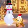 6-foot inflatable snowman and dog set with LED lights, perfect for festive outdoor Christmas decoration.