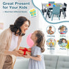 5-piece kids wooden activity play furniture set in blue, featuring ergonomic chairs and a large tabletop for creative.