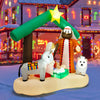 6.7-foot inflatable nativity scene with LED lights, featuring Mary, Joseph, and animals, perfect for outdoor Christmas.