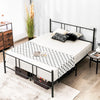 Queen size platform bed frame with high headboard, sturdy steel construction, and 13" clearance for storage.
