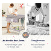Baby changing table in gray with safety belt, ergonomic height, and ample storage for convenient diaper changes.