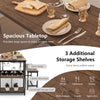 Rectangular dining table set for 4 with wine rack, featuring spacious tabletop and 3 additional storage shelves.