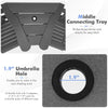 Middle connecting tray of gray HDPE Adirondack chair, featuring a 1.9" umbrella hole for shade and convenience.