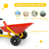 Red 8-inch heavy duty kids ride-on sand dumper with all-terrain wheels, ideal for beach and outdoor play.