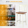 Set of 2 vintage swivel bar stools in white with 360° rotation, ideal for kitchen and dining room use.