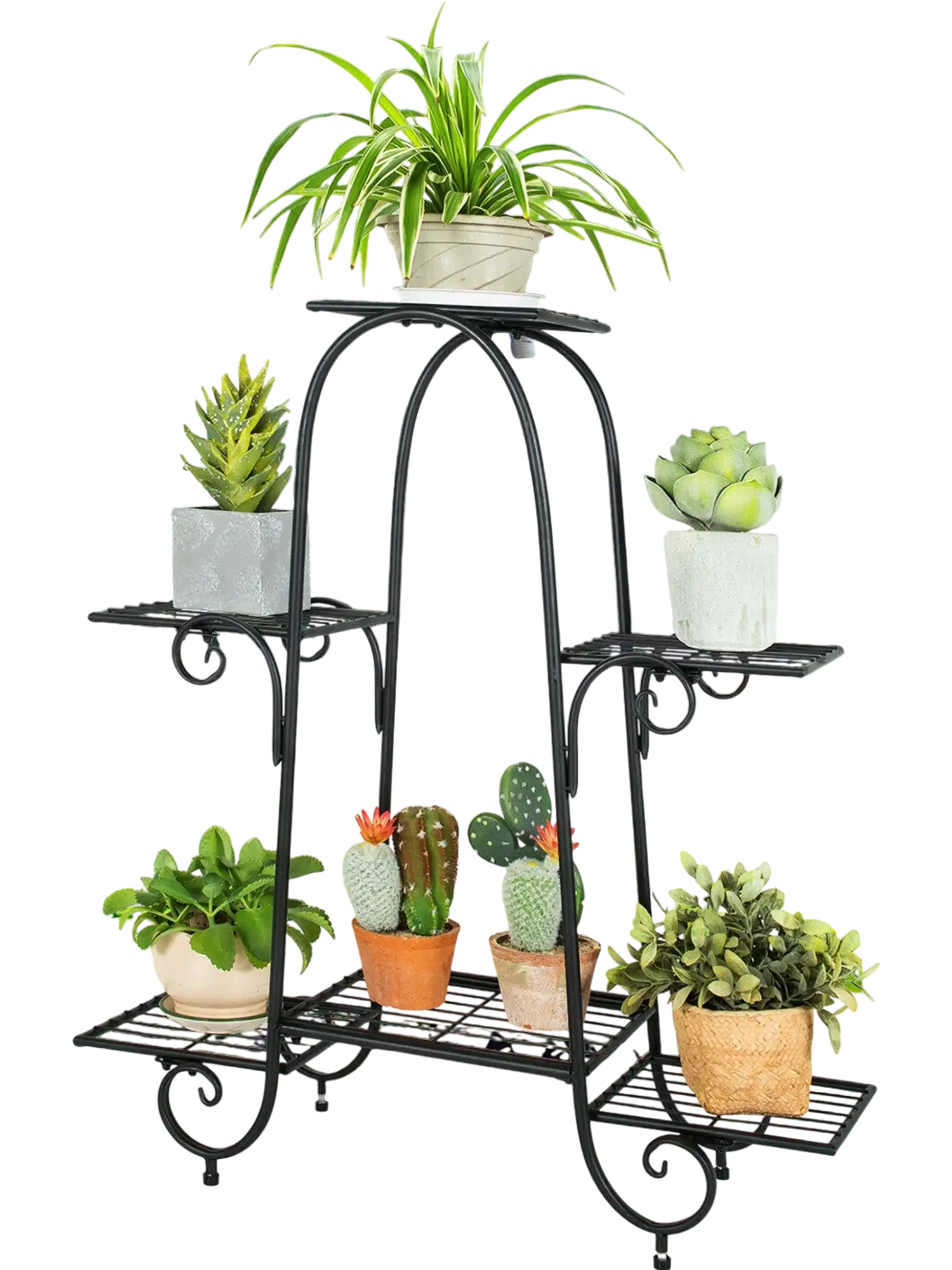 Costway 6-Tier Plant Stand Black Adjustable Foot Pads 71685302 New